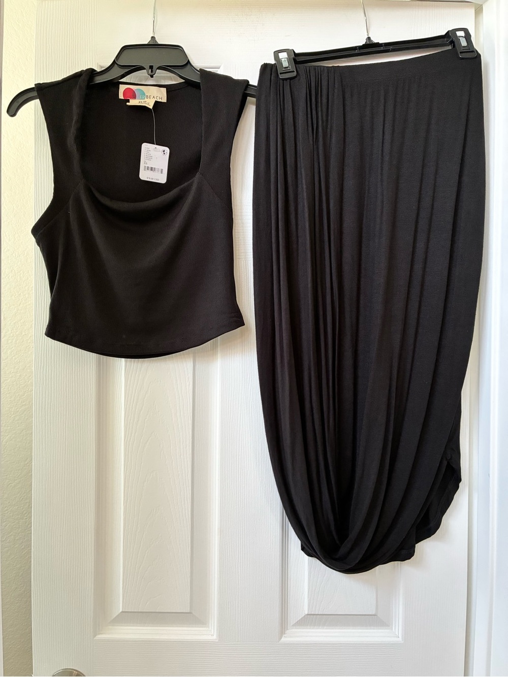 Free People Black Draped Skirt Set